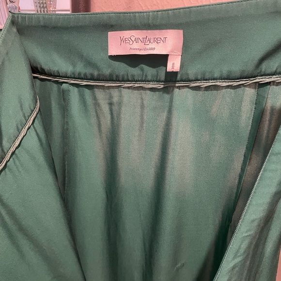 YSL yves Saint Laurent GREEN SILK SKIRT - Picture 3 of 4